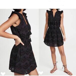 BELL by Alicia Bell Black Eyelet Mini Dress Small Size
